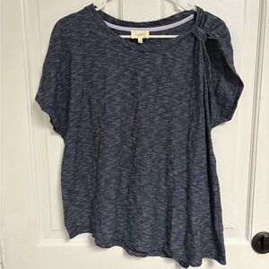 Anthropologie Deletta Navy Short Sleeve Asymmetrical Top